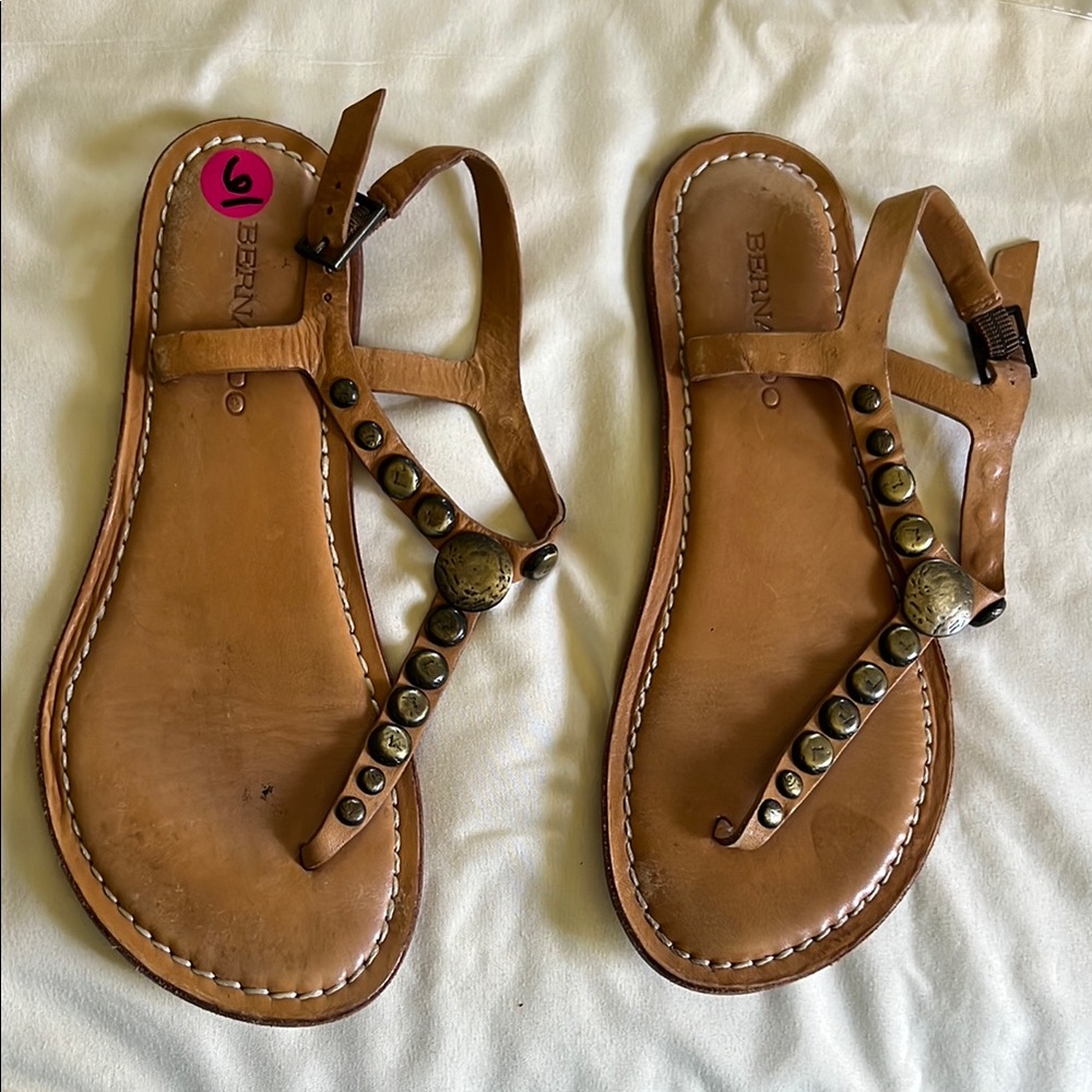Bernardo Tan Leather Sandals